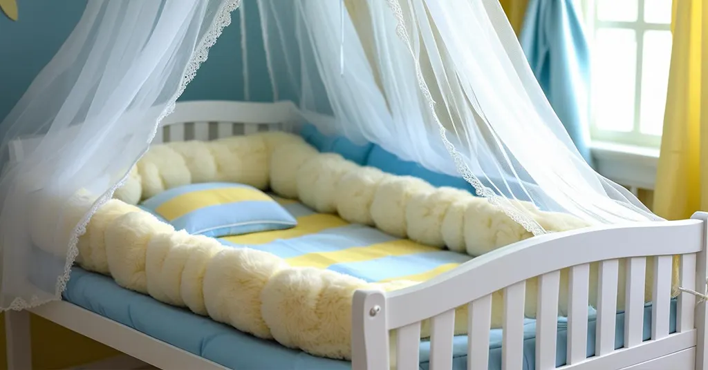Katil Bayi dengan Pelindung dan Kelambu Katil Bayi dengan Pelindung dan Kelambu