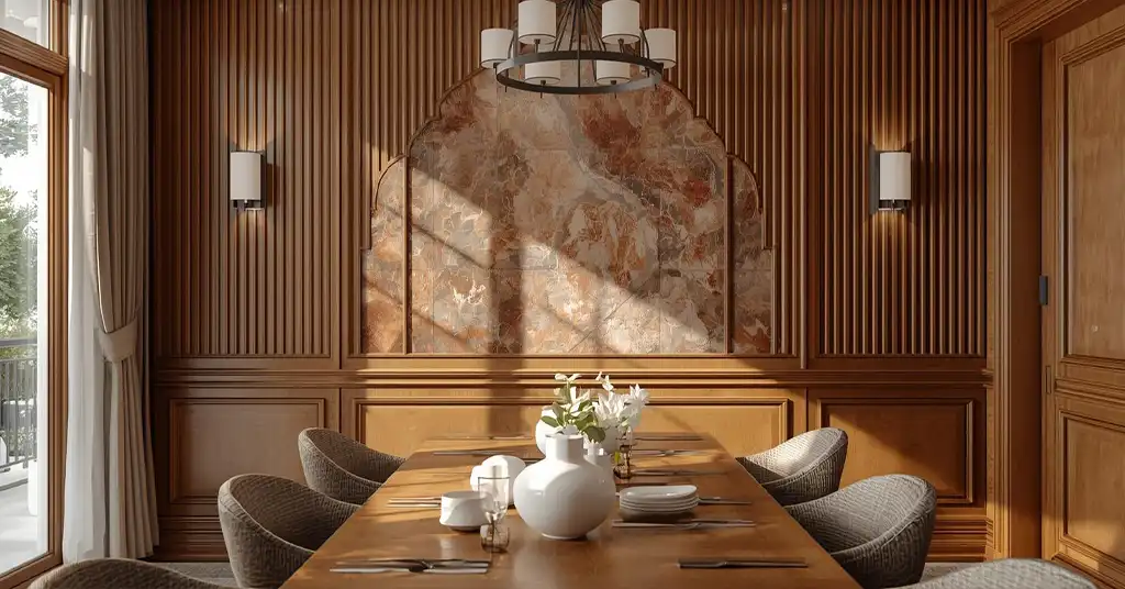 Dinding dengan Panel Kayu atau Fluted Wall Dinding dengan Panel Kayu atau Fluted Wall