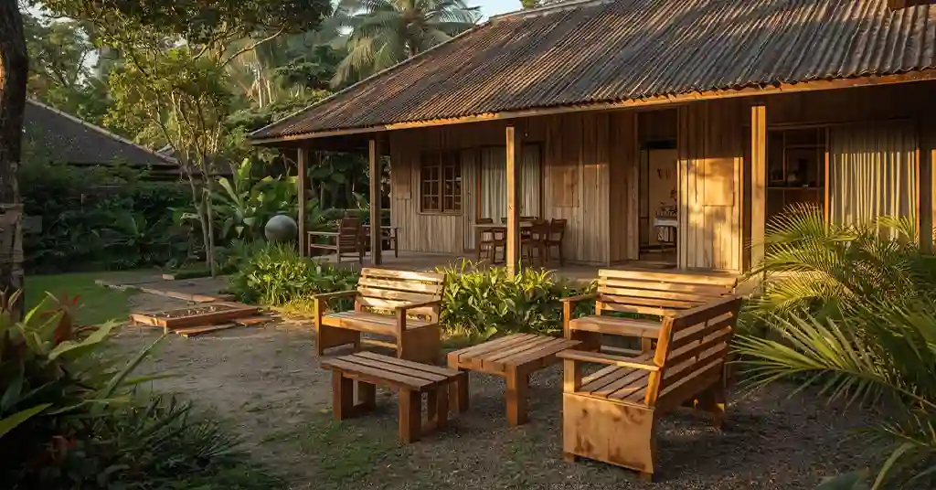 Tempat Berbual dengan Bangku Kayu