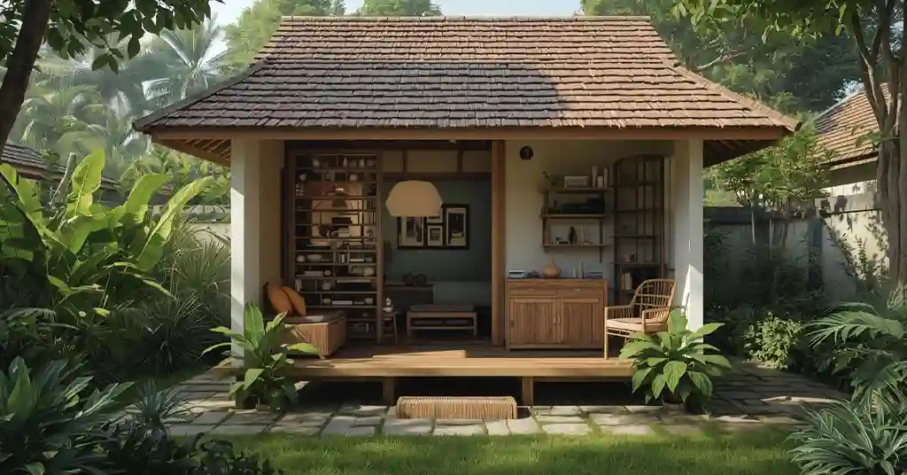 Tempat Penyimpanan dengan Replika Rumah Kampung