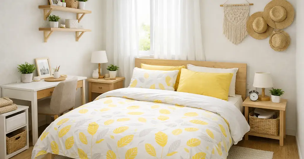 Pertukaran cadar dan sarung bantal warna cerah