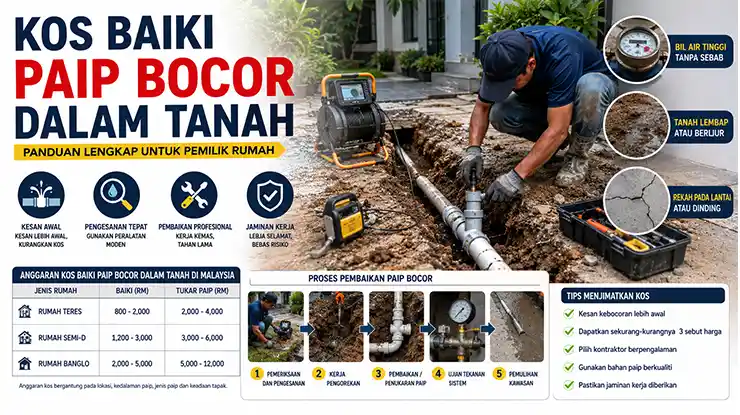 Kos Baiki Paip Bocor dalam Tanah